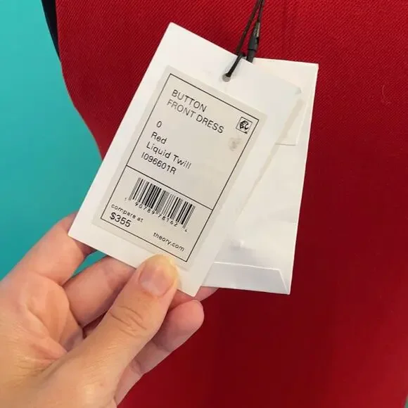 Theory Red Liquid Twill Midi Dress - Picture 9 of 10